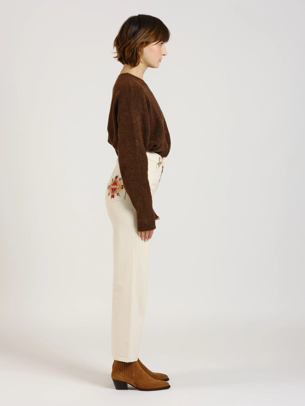 Jeans straight avec broderie POLA