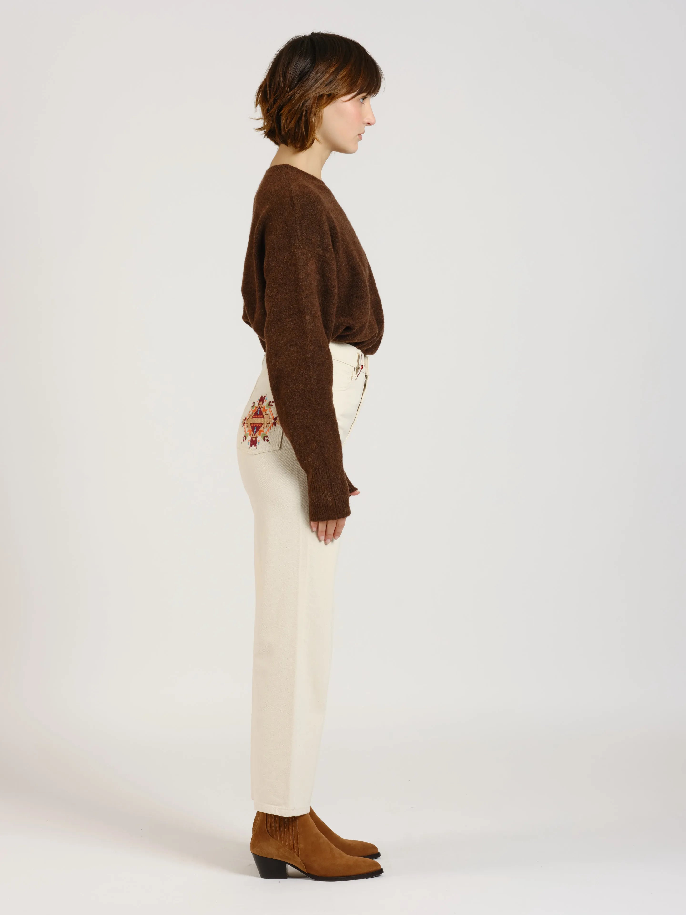 Straight jeans with POLA embroidery