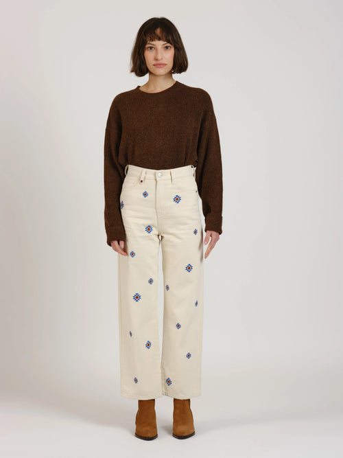 Jeans straight avec broderie POLA