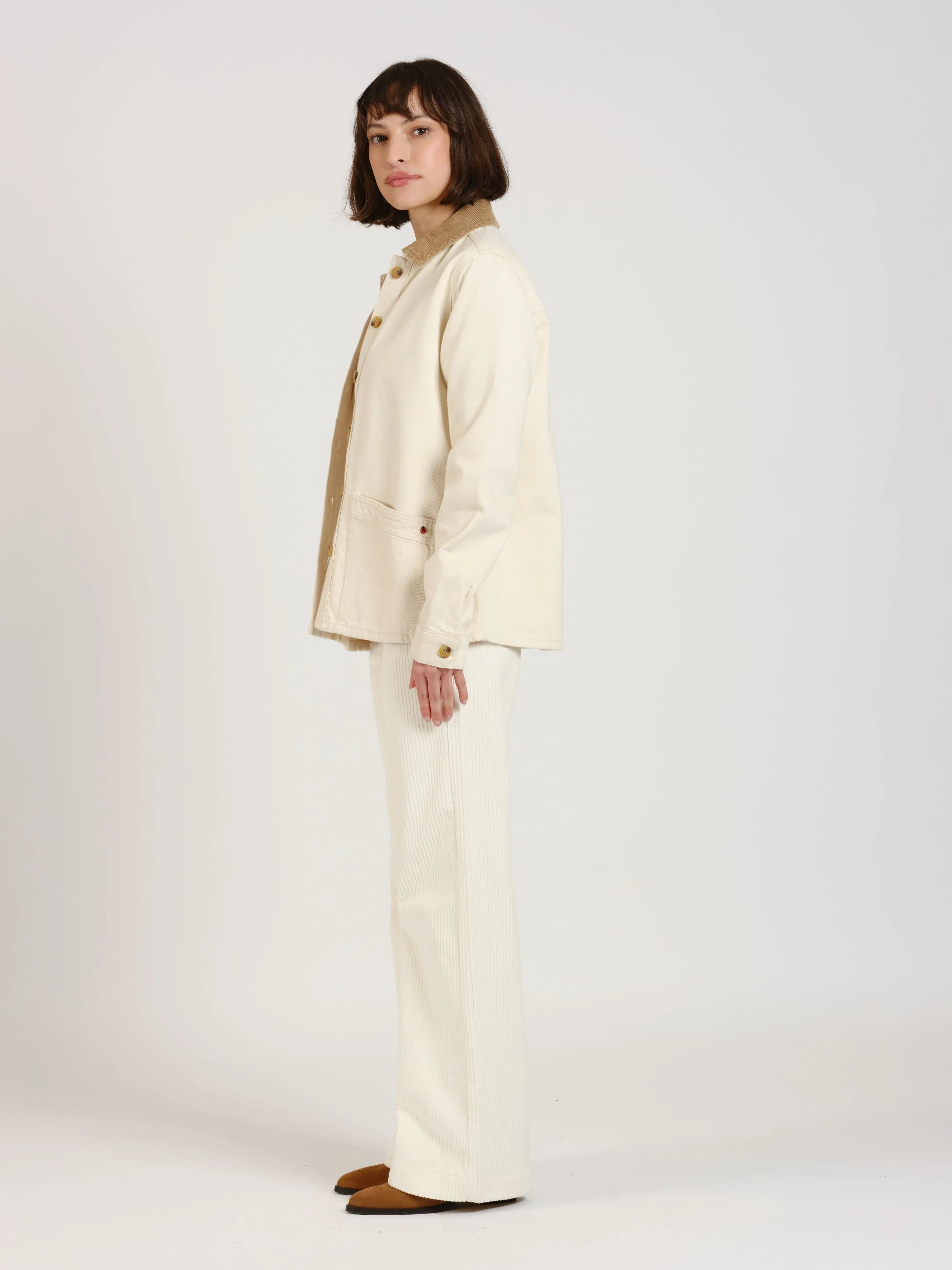 VIVIAN denim jacket with corduroy collar