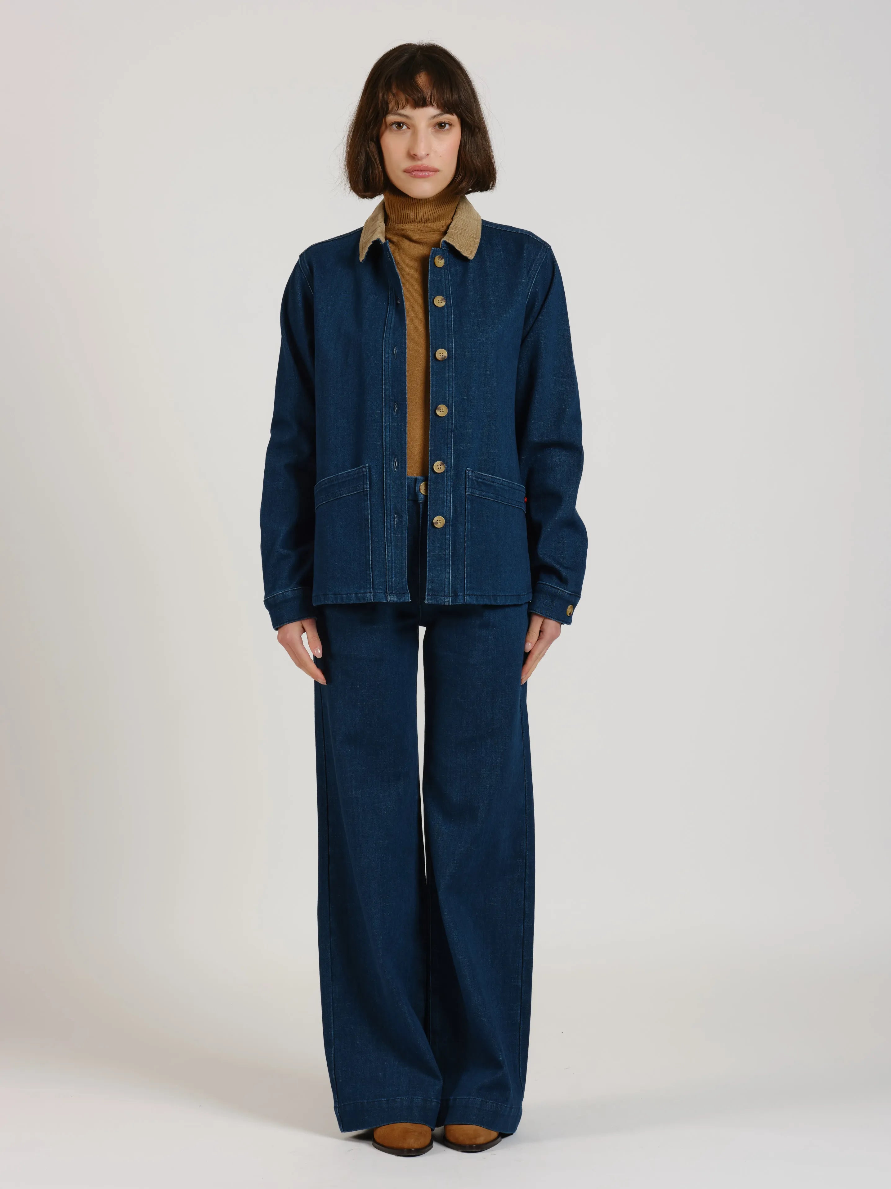 VIVIAN denim jacket with corduroy collar