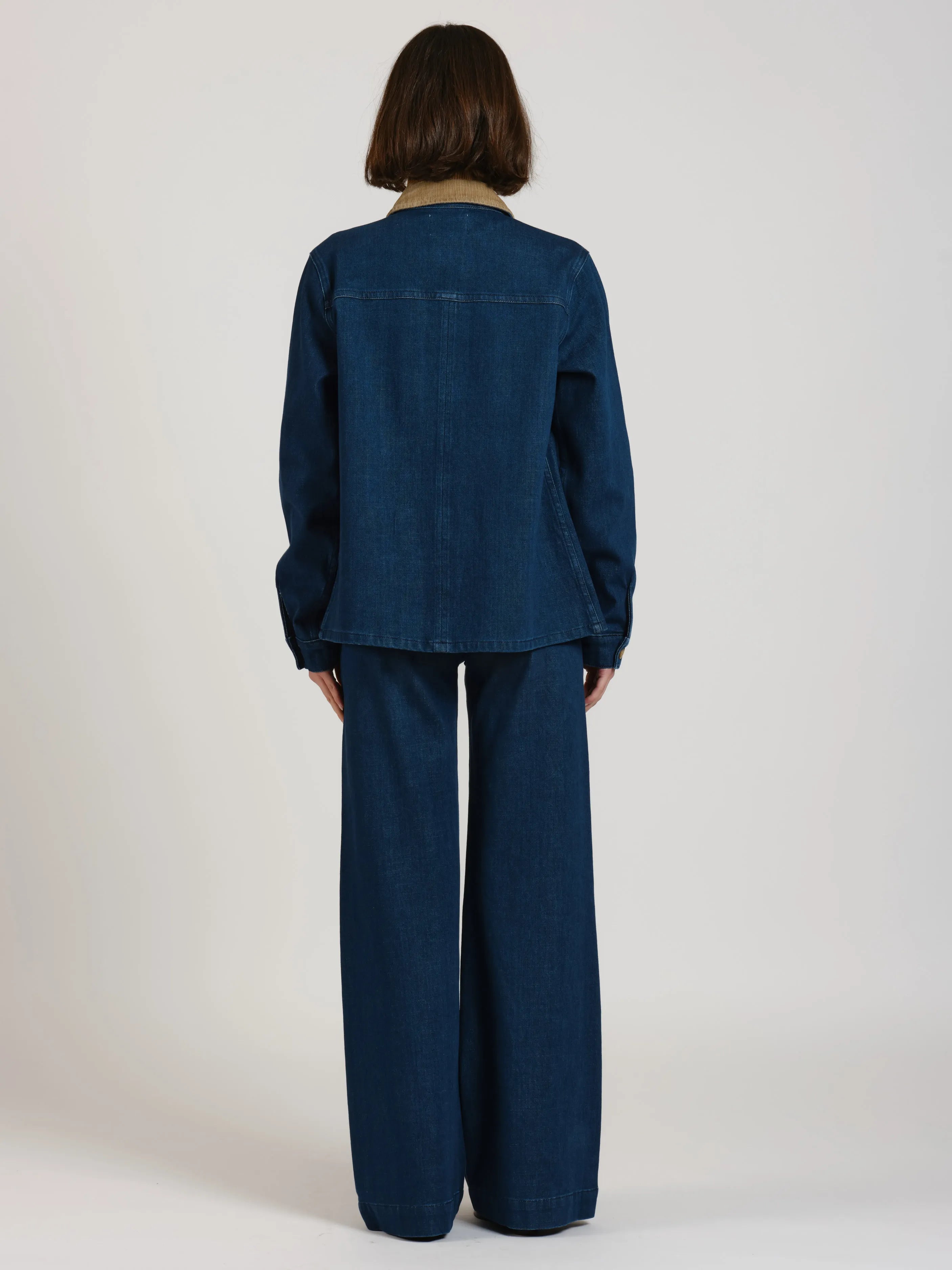 VIVIAN denim jacket with corduroy collar