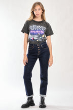 Jean mom indigo PATRICIA MFBN femme, INDIGO, taille 25, porté par Clara (1m73) (FAM PARIS) – photo 1