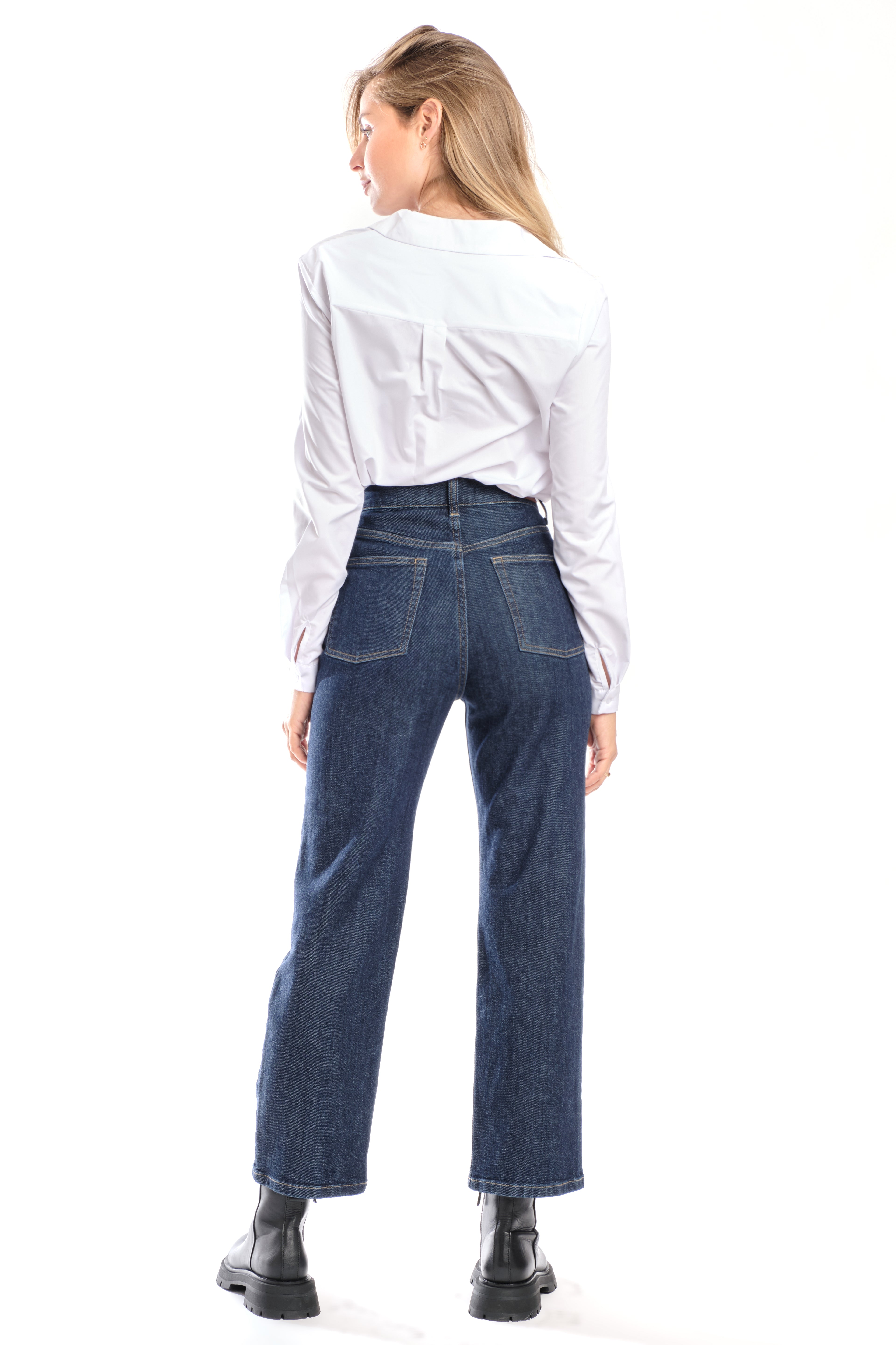 Jean straight cropped indigo POLA femme, INDIGO, taille 25, porté par Clara (1m73) – photo 5