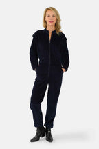 Combinaison ample DIANA en velours femme, NAVY, taille XS, porté par Jessica (1m75) – photo 2