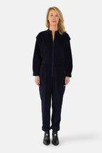 Combinaison ample DIANA en velours femme, NAVY, taille XS, porté par Jessica (1m75) – photo 3