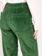 Pantalon évasé en velours vert FAUVE femme, GREEN, taille XS, porté par Priscilla (1m76) – photo 5