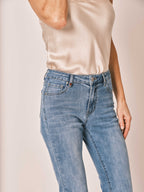 Jean bootcut bleu BELLY femme, BLUE, taille 25, porté par Jessica (1m75) – photo 5