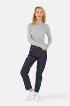 Jean Mom slim indigo POLLY femme, BRUT, taille 26, porté par Jessica (1m75) (F.A.M. JEANS) – photo 1