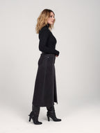 Jupe longue noire AMBER femme, BLACK, taille XS, porté par Priscilla (1m76) – photo 3