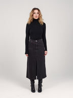 Jupe longue noire AMBER femme, BLACK, taille XS, porté par Priscilla (1m76) – photo 5