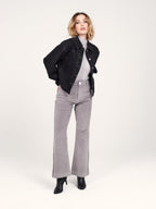 Veste en jean noir oversize VICKY femme, BLACK, taille XS, porté par Zoé (1m76) (F.A.M. JEANS) – photo 1