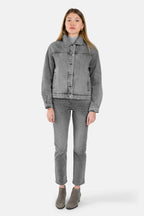 Veste oversize VICKY gris femme, GREY, taille XS, porté par Lilou (1m75) – photo 2