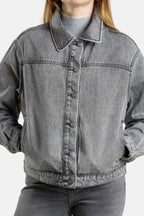 Veste oversize VICKY gris femme, GREY, taille XS, porté par Lilou (1m75) – photo 5