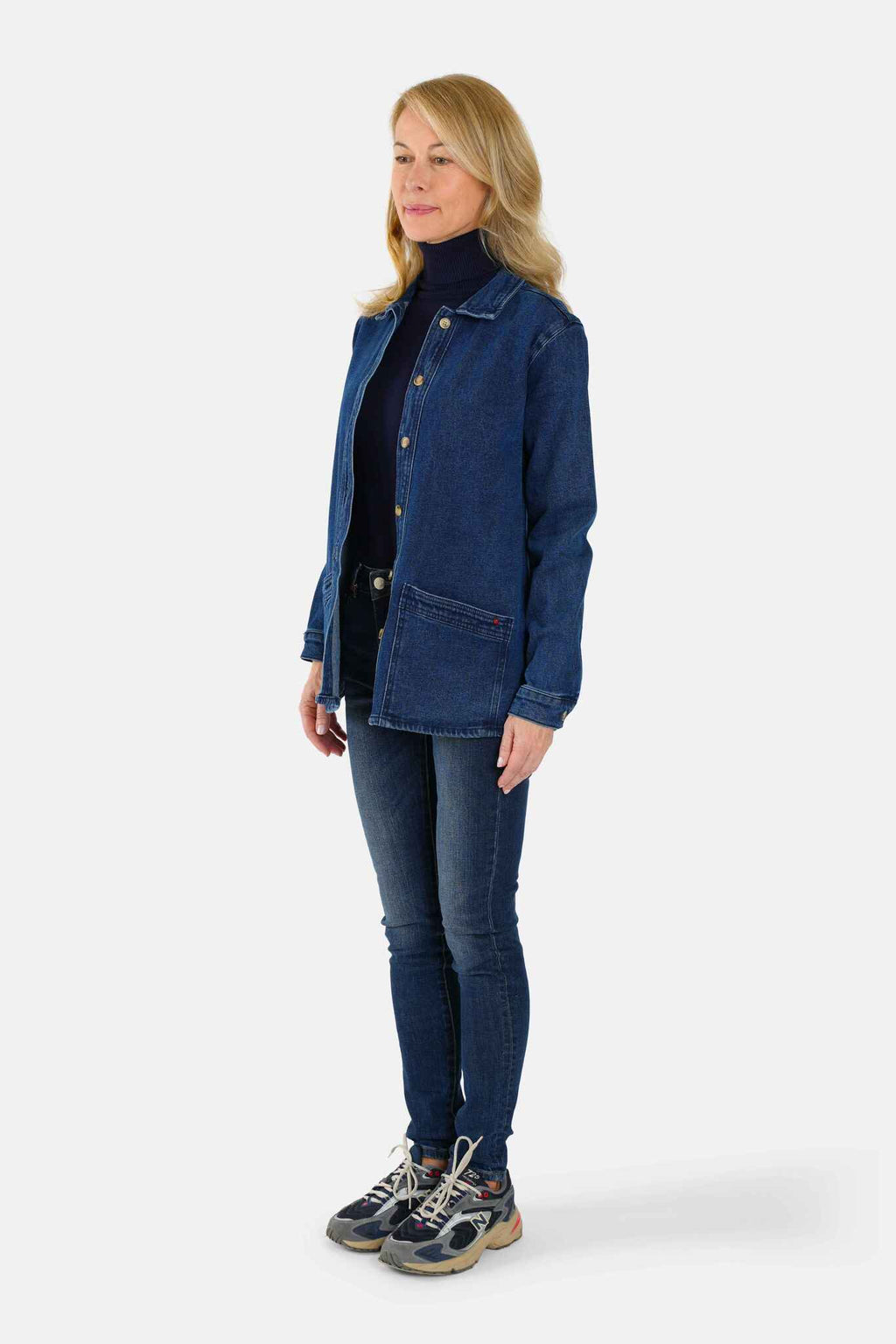 Veste en jean stone VIVIAN-L femme, STONE, taille XS, porté par Jessica (1m75) – photo 3