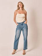 Jean boyfriend bleu MADISON femme, BLUE, taille XS, porté par Zoé (1m76) (F.A.M. JEANS) – photo 1