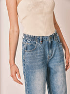 Jean boyfriend bleu MADISON femme, BLUE, taille XS, porté par Zoé (1m76) – photo 5