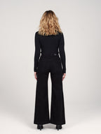 Jean large taille haute FLORA femme, BLACK, taille XS, porté par Priscilla (1m76) – photo 3