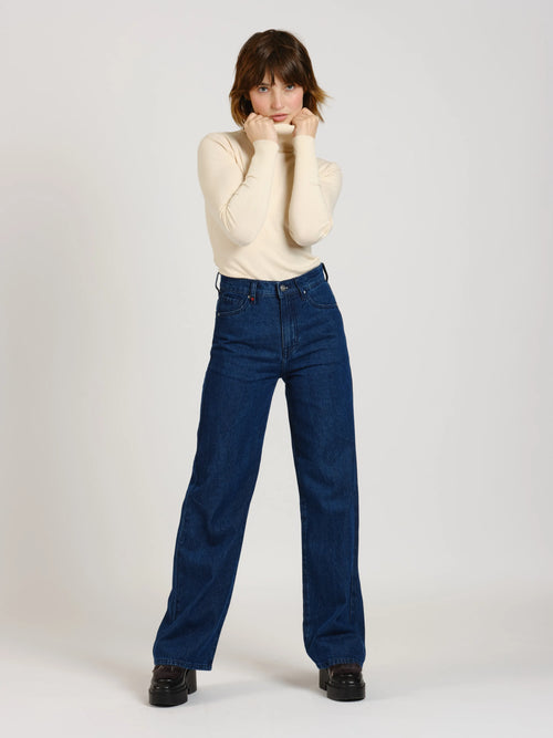 Jean évasé FOREST femme, NAVY, taille XS, porté par Sarah (1m72) (F.A.M. JEANS) – photo 1