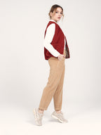 Pantalon mom en velours FRANCE femme, CAMEL, taille XS, porté par Priscilla (1m76) – photo 3