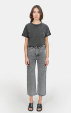 Jean droit court gris POLA femme, GREY, taille 25, porté par Claire (1m76) – photo 2