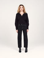 Jean droit court noir POLA femme, BLACK, taille 25, porté par Priscilla (1m76) (F.A.M. JEANS) – photo 1