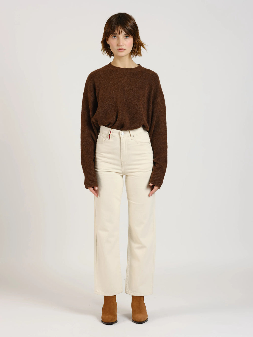 Jeans straight POLA femme, GREIGE, taille 25, porté par Sarah (1m72) – photo 2