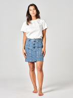 Jupe en jean stone AGNES femme, STONE, taille XS, porté par Valentine (1m70) (F.A.M. JEANS) – photo 1