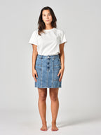 Jupe en jean stone AGNES femme, STONE, taille XS, porté par Valentine (1m70) – photo 2