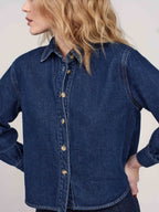 Chemise en jean stone SALOME femme, STONE, taille XS, porté par Priscilla (1m76) (F.A.M. JEANS) – photo 1