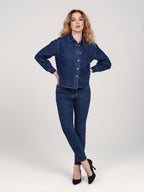 Chemise en jean stone SALOME femme, STONE, taille XS, porté par Priscilla (1m76) – photo 3