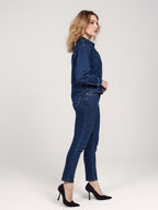 Chemise en jean stone SALOME femme, STONE, taille XS, porté par Priscilla (1m76) – photo 5