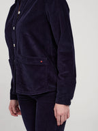 Veste en velours bleu marine VIVIAN femme, NAVY, taille XS, porté par Priscilla (1m76) – photo 4