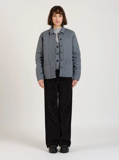 Veste en jeans avec padding VIVIAN femme, GREY, taille XS, porté par Sarah (1m72) – photo 2