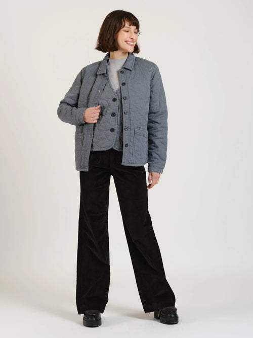 Veste en jeans avec padding VIVIAN femme, GREY, taille XS, porté par Sarah (1m72) – photo 3