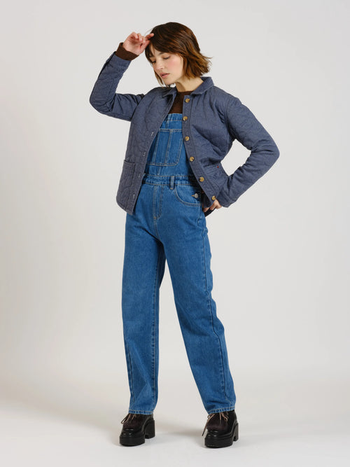Veste en jeans avec padding VIVIAN femme, NAVY, taille XS, porté par Sarah (1m72) – photo 4