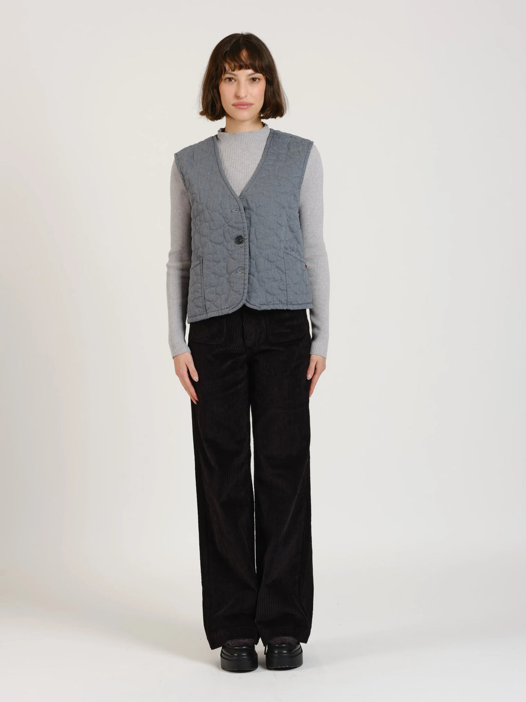 Veste sans manches VITTORIA femme, GREY, taille XS, porté par Léa (1m70) – photo 3