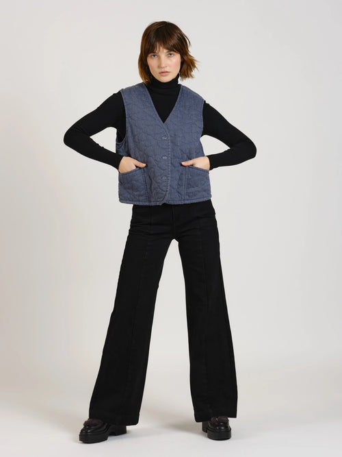 Veste sans manches VITTORIA femme, NAVY, taille XS, porté par Sarah (1m72) (F.A.M. JEANS) – photo 1