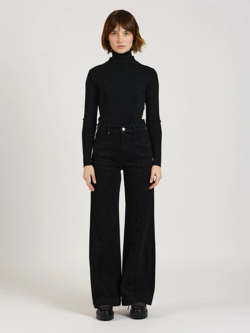 Jean large taille mi-haute FILA femme, BLACK, taille XS, porté par Sarah (1m72) (F.A.M. JEANS) – photo 1