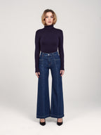 Jean large taille mi-haute FILA femme, NAVY, taille XS, porté par Priscilla (1m76) (F.A.M. JEANS) – photo 1