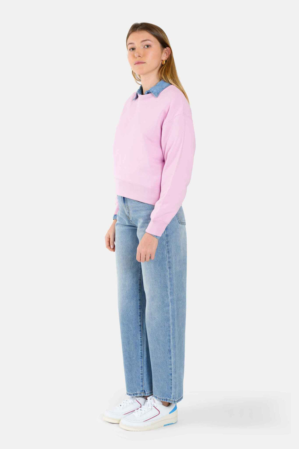 Jean baggy élégance décontractée et confort assuré LENA femme, BLUE, taille XS, porté par Lilou (1m75) – photo 4