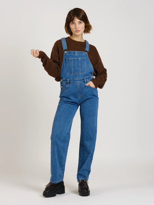 Salopette en jeans DESIRE femme, STONE, taille XS, porté par Sarah (1m72) – photo 4