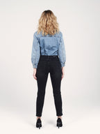 Jean boyfriend slim noir taille haute MAEVA femme, BLACK, taille XS, porté par Priscilla (1m76) – photo 5