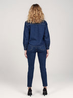 Jean boyfriend slim stone taille haute MAEVA femme, STONE, taille XS, porté par Priscilla (1m76) – photo 5