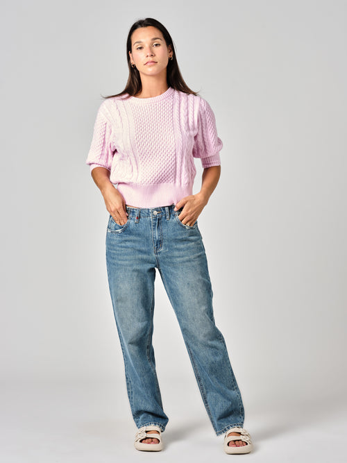 Jean boyfriend bleu MADISON femme, BLUE, taille XS, porté par Valentine (1m70) (F.A.M. JEANS) – photo 1