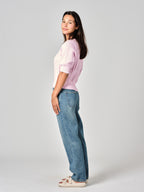 Jean boyfriend bleu MADISON femme, BLUE, taille XS, porté par Valentine (1m70) – photo 3