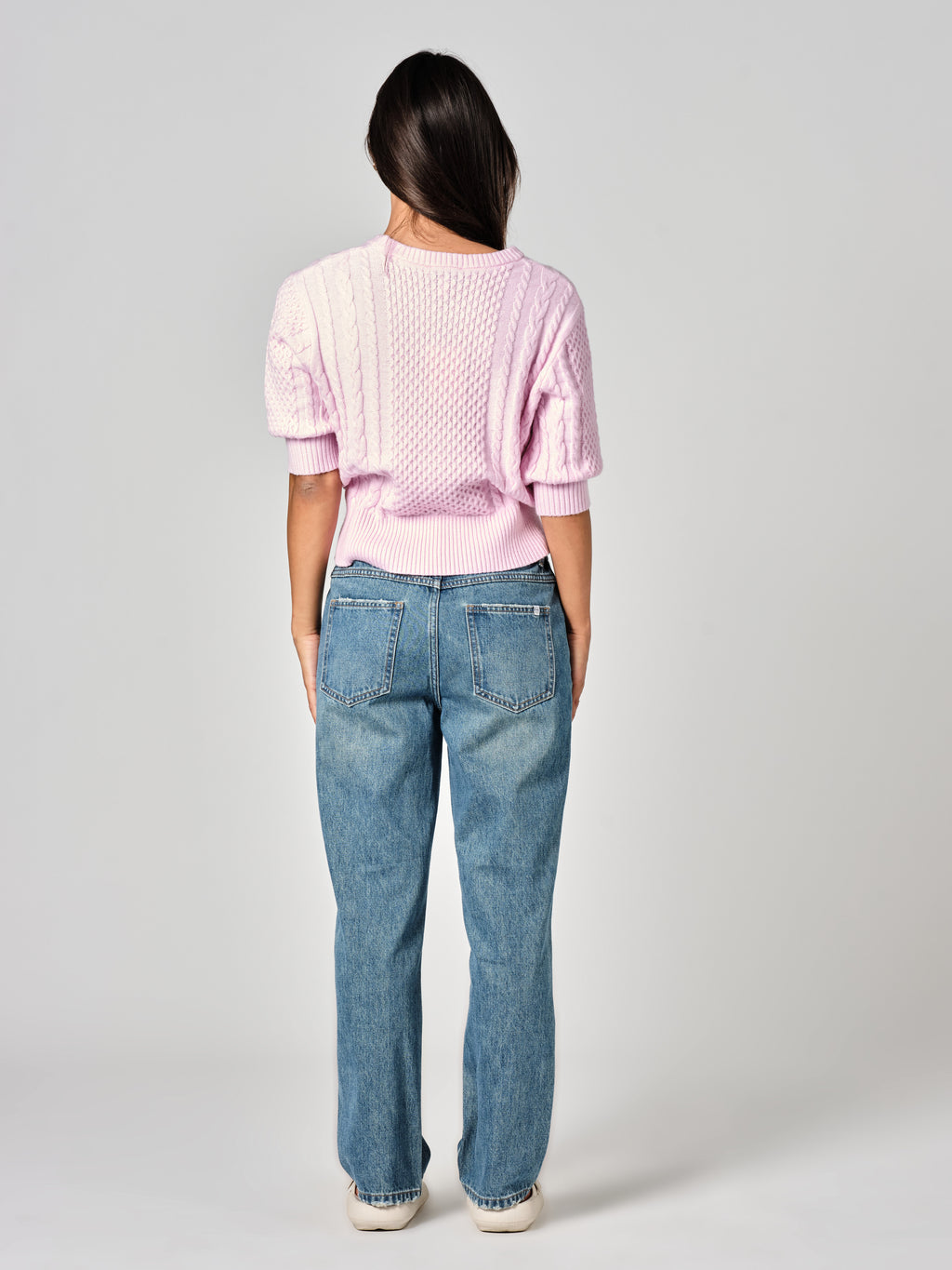 Jean boyfriend bleu MADISON femme, BLUE, taille XS, porté par Valentine (1m70) – photo 4