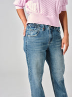 Jean boyfriend bleu MADISON femme, BLUE, taille XS, porté par Valentine (1m70) – photo 5