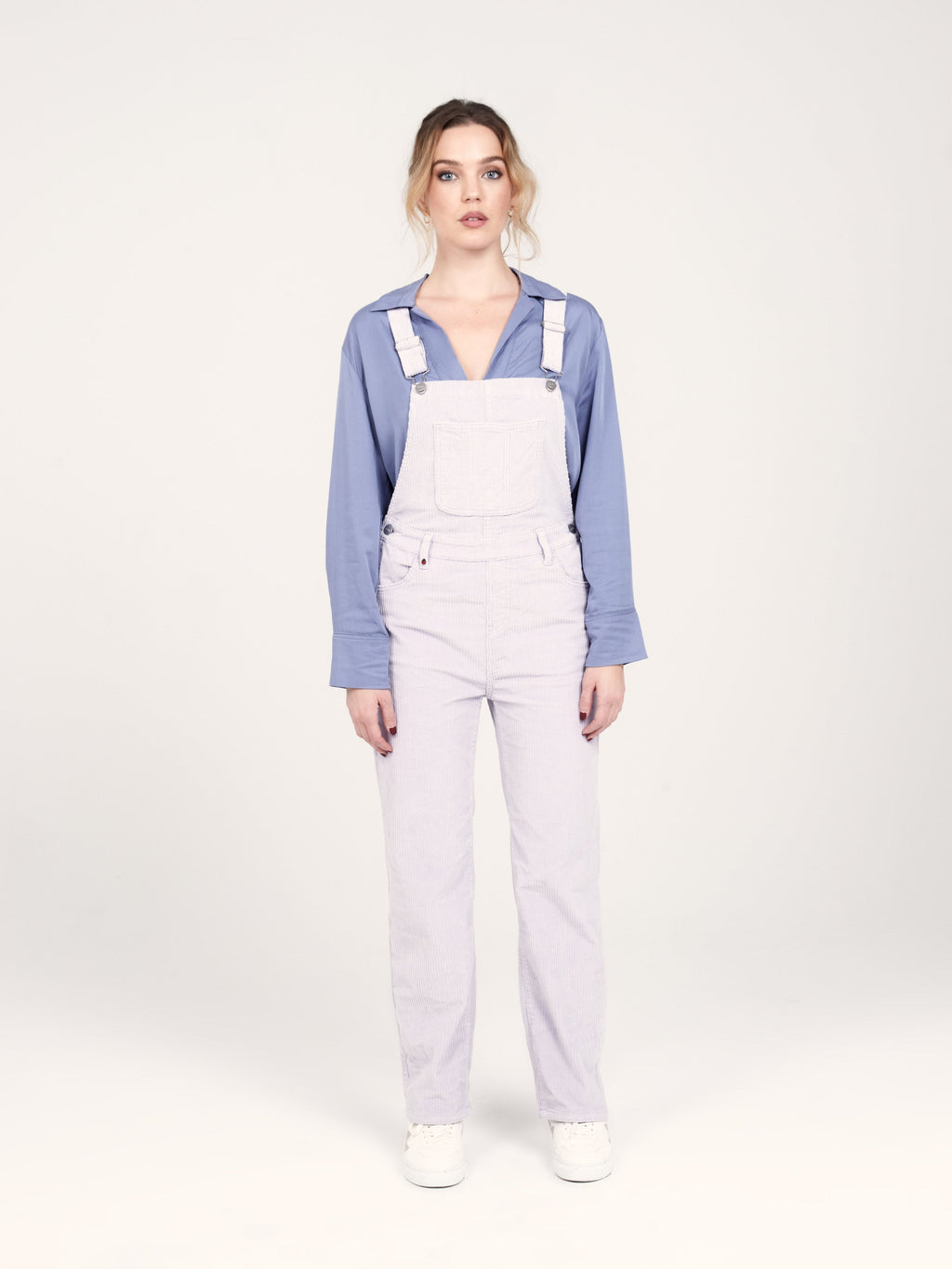 Salopette en velours DESIRE femme, FLAX GREY, taille XS, porté par Priscilla (1m76) (FAM PARIS) – photo 1