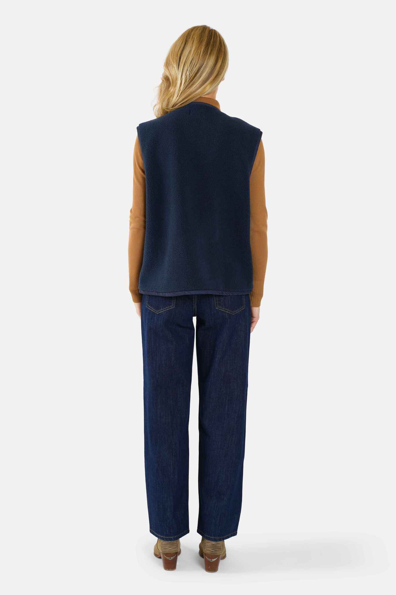 Veste sans manches VITA bleu marine femme, NAVY, taille XS, porté par Jessica (1m75) – photo 4